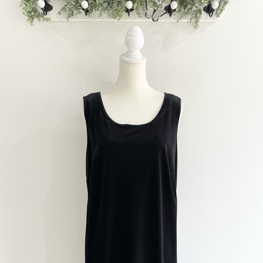 Vintage Sheri Martin Black Velvet Sleeveless whimsy goth Maxi Dress Size 18W - Picture 5 of 6